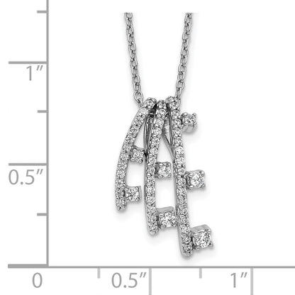 14K Weißgold Echt Diamant Halskette