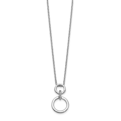 14K Weißgold Echt Diamant Kreise Halskette