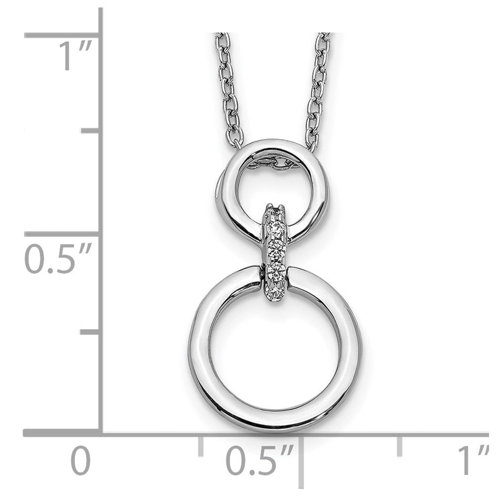 14K Weißgold Echt Diamant Kreise Halskette