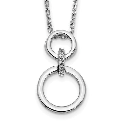 14K Weißgold Echt Diamant Kreise Halskette