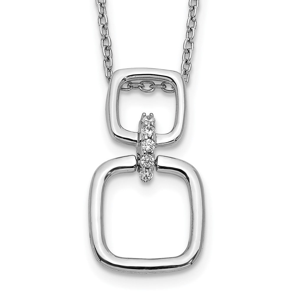14K Weißgold Echt Diamant Squares Halskette