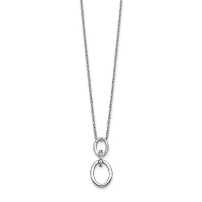 14K Weißgold Echt Diamant Ovals 18 Zoll Halskette