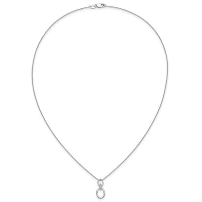14K Weißgold Echt Diamant Ovals 18 Zoll Halskette