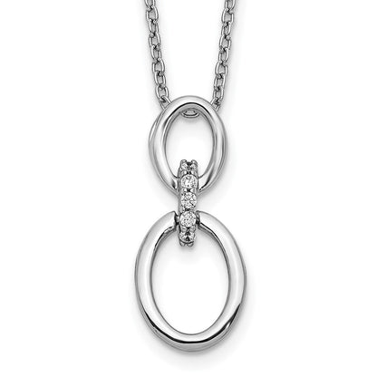 14K Weißgold Echt Diamant Ovals 18 Zoll Halskette
