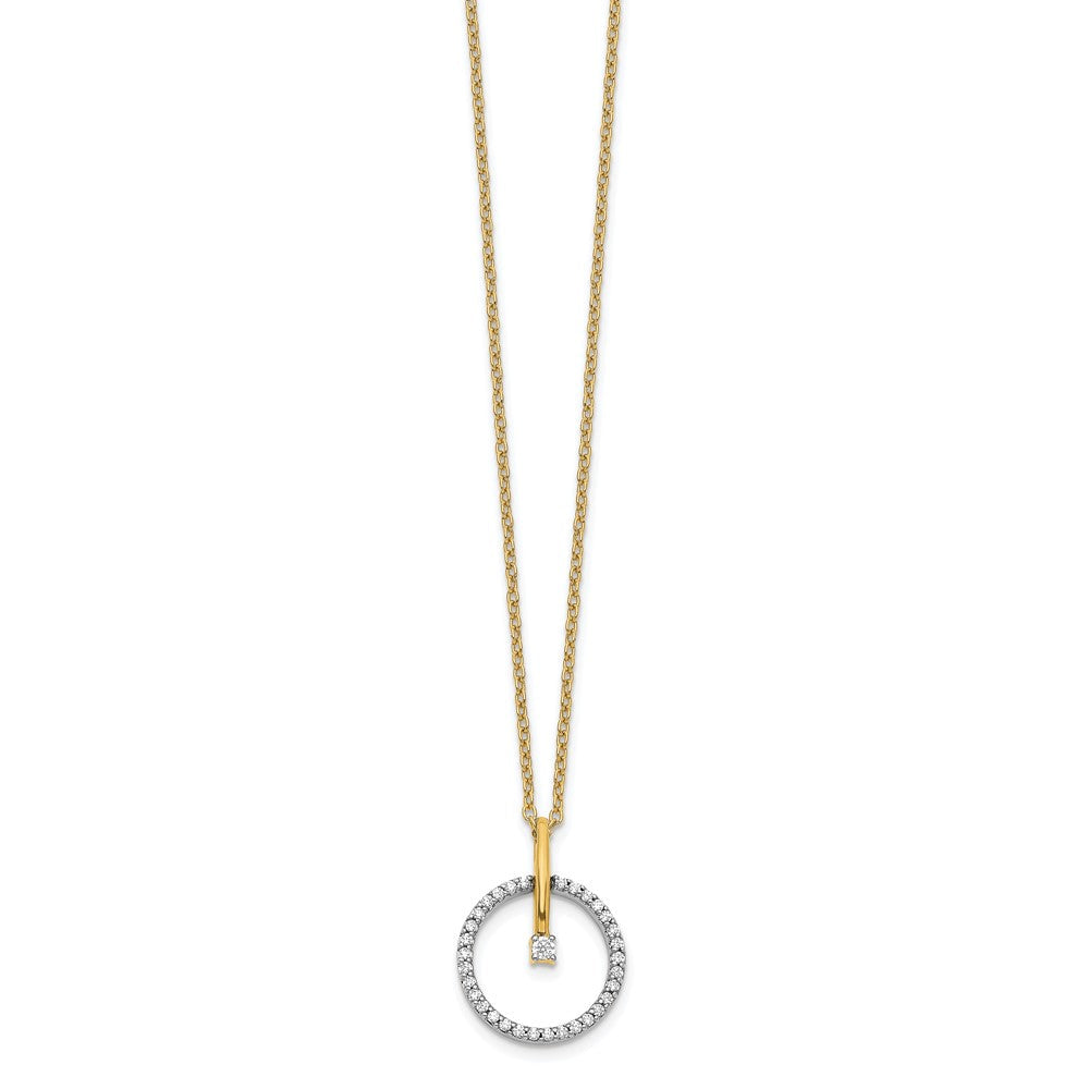 14K Bicolor 0,2 ct. Laborgezüchteter Diamant VS/SI+ G+ 18 Zoll Kreis-Anhänger-Halskette
