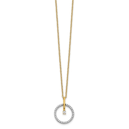 14K Bicolor 0,2 ct. Laborgezüchteter Diamant VS/SI+ G+ 18 Zoll Kreis-Anhänger-Halskette