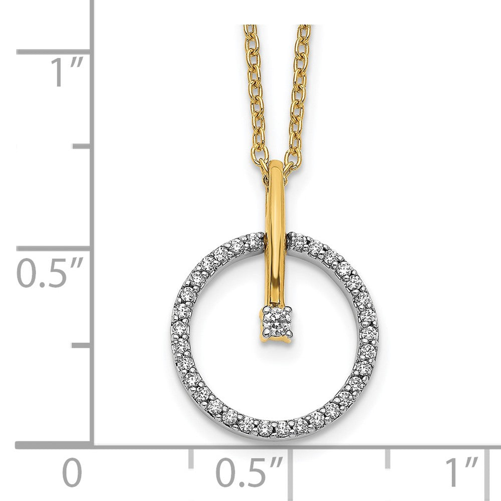 14K Bicolor Gold Echt Diamant Kreis 18 Zoll Halskette