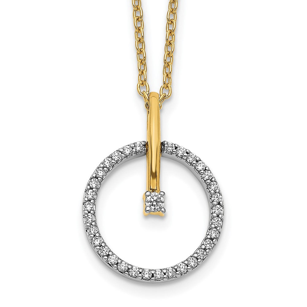 14K Bicolor 0,2 ct. Laborgezüchteter Diamant VS/SI+ G+ 18 Zoll Kreis-Anhänger-Halskette