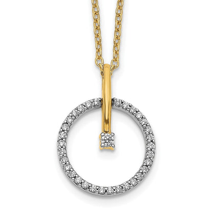 14K Bicolor 0,2 ct. Laborgezüchteter Diamant VS/SI+ G+ 18 Zoll Kreis-Anhänger-Halskette