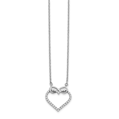 14K Weißgold Echt Diamant Herz Unendlichkeit 18 Zoll Halskette