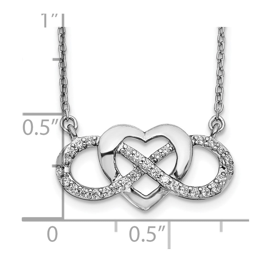 10K Weißgold Diamant Unendlichkeit Herz 18 Zoll Halskette