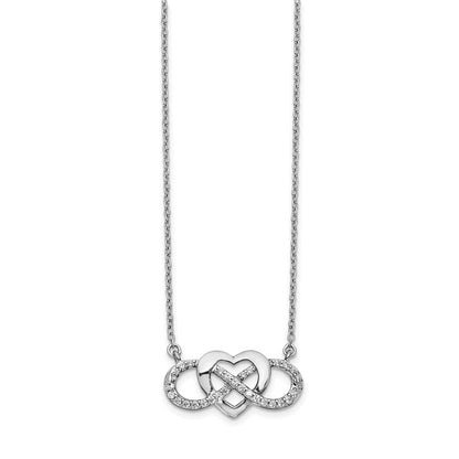 14K Weißgold Echt Diamant Unendlichkeit Herz 18 Zoll Halskette