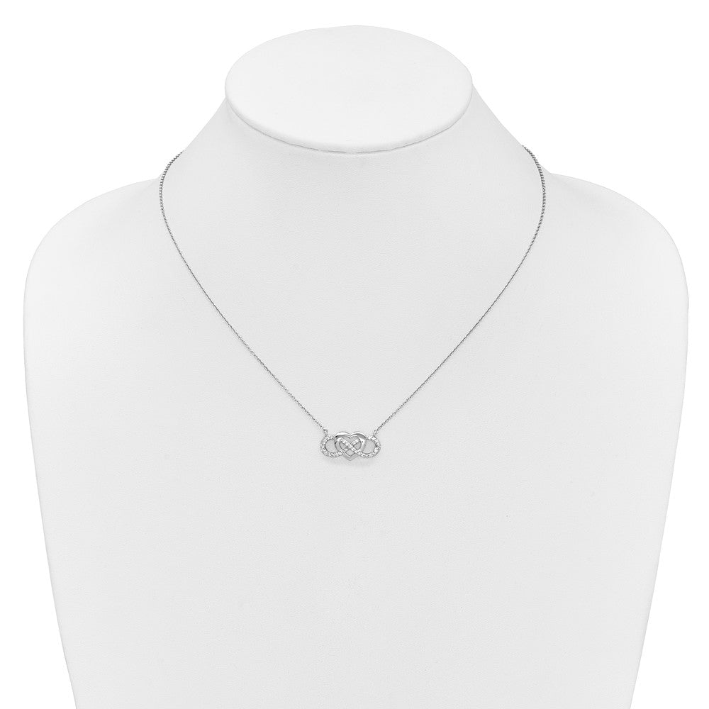 14K Weißgold Echt Diamant Unendlichkeit Herz 18 Zoll Halskette