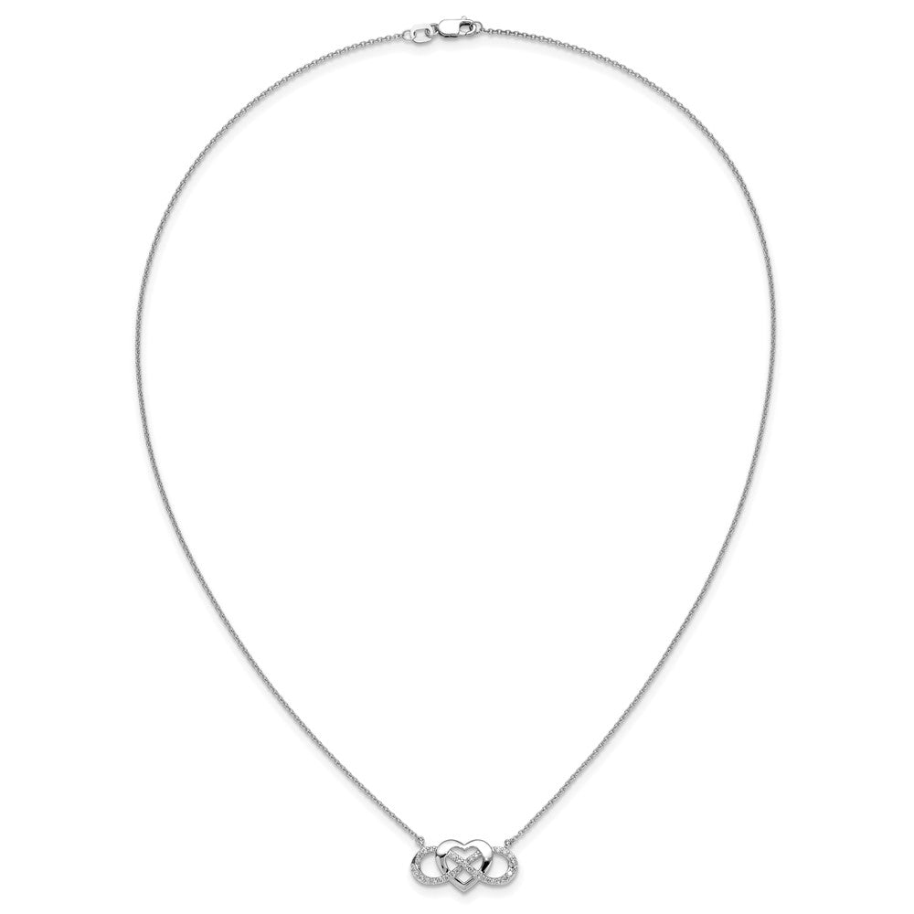 14K Weißgold Echt Diamant Unendlichkeit Herz 18 Zoll Halskette