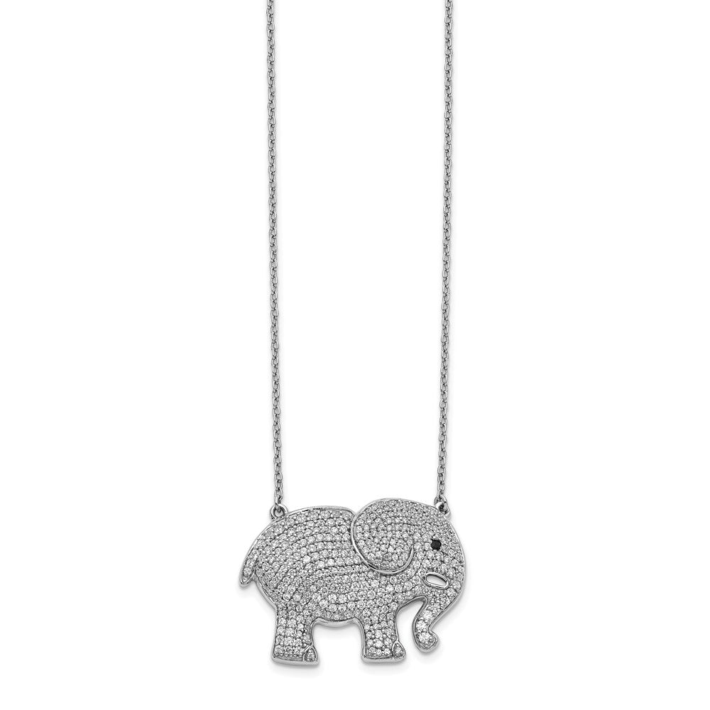 14K Weißgold Weiß/black Echt Diamant Elefant Halskette