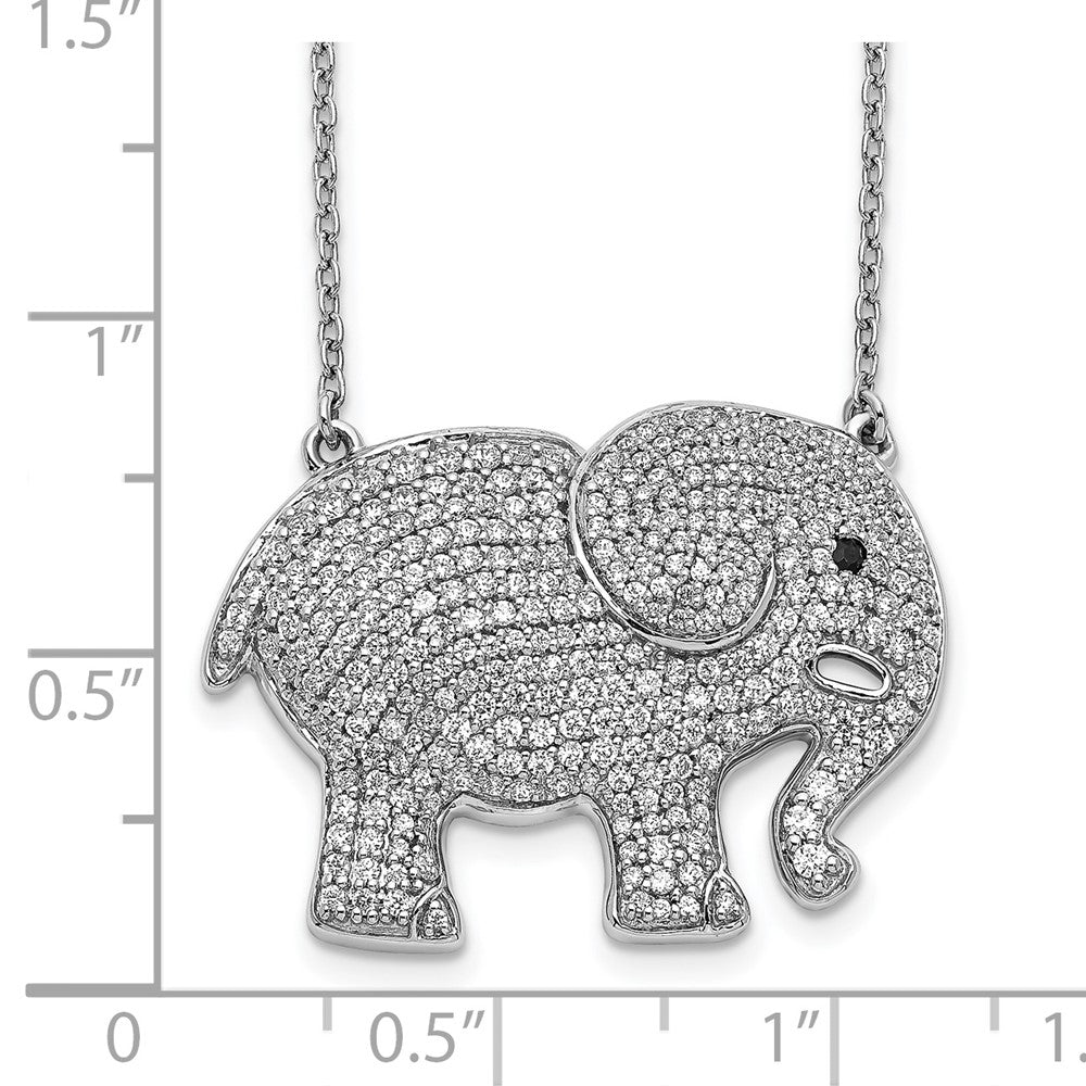 14K Weißgold Weiß/black Echt Diamant Elefant Halskette