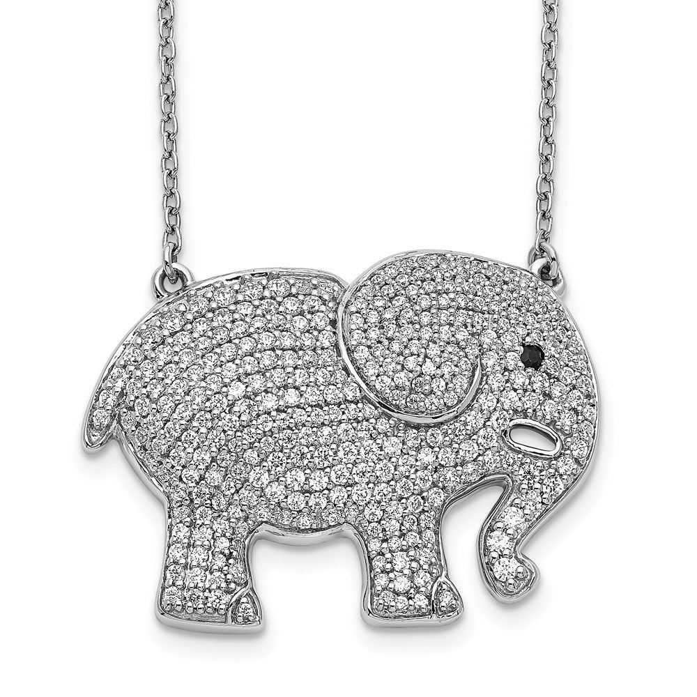 14K Weißgold Weiß/black Echt Diamant Elefant Halskette