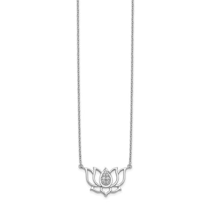 14K Weißgold Echt Diamant Lotus Blume Halskette