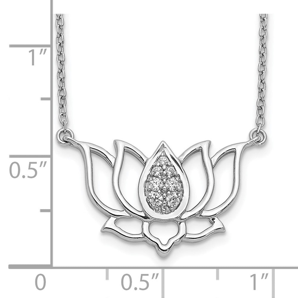 14K Weißgold Echt Diamant Lotus Blume Halskette
