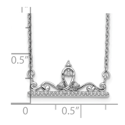 14K Weißgold Echt Diamant Tiara Halskette