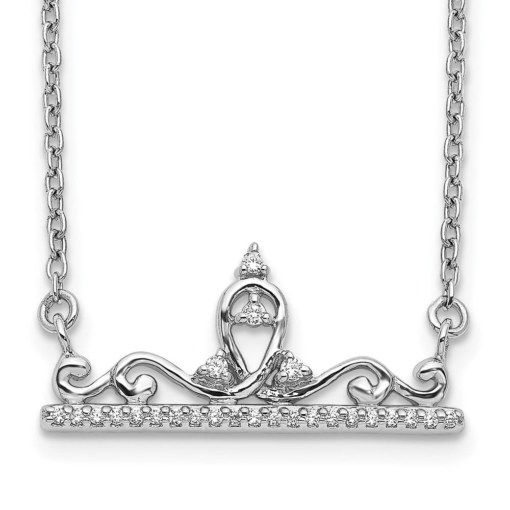 14K Weißgold Echt Diamant Tiara Halskette