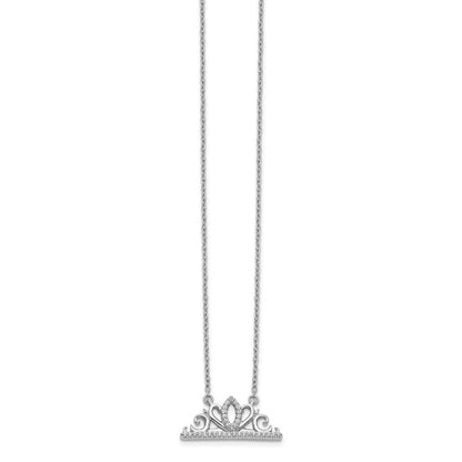 14K Weißgold Echt Diamant Tiara Halskette