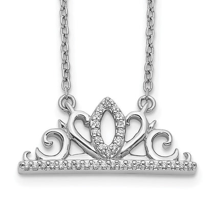 14K Weißgold Echt Diamant Tiara Halskette