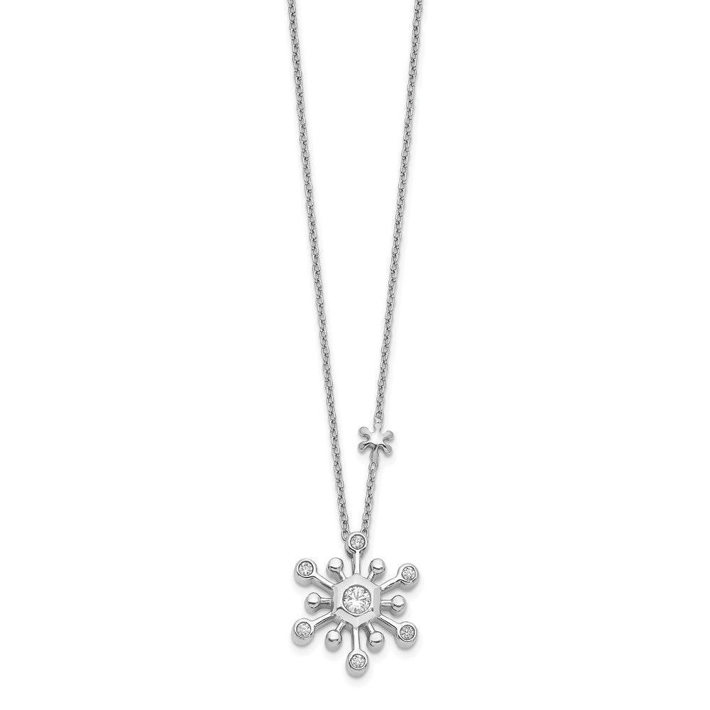 14K Weißgold Echt Diamant Schneeflocke 18 Zoll Halskette