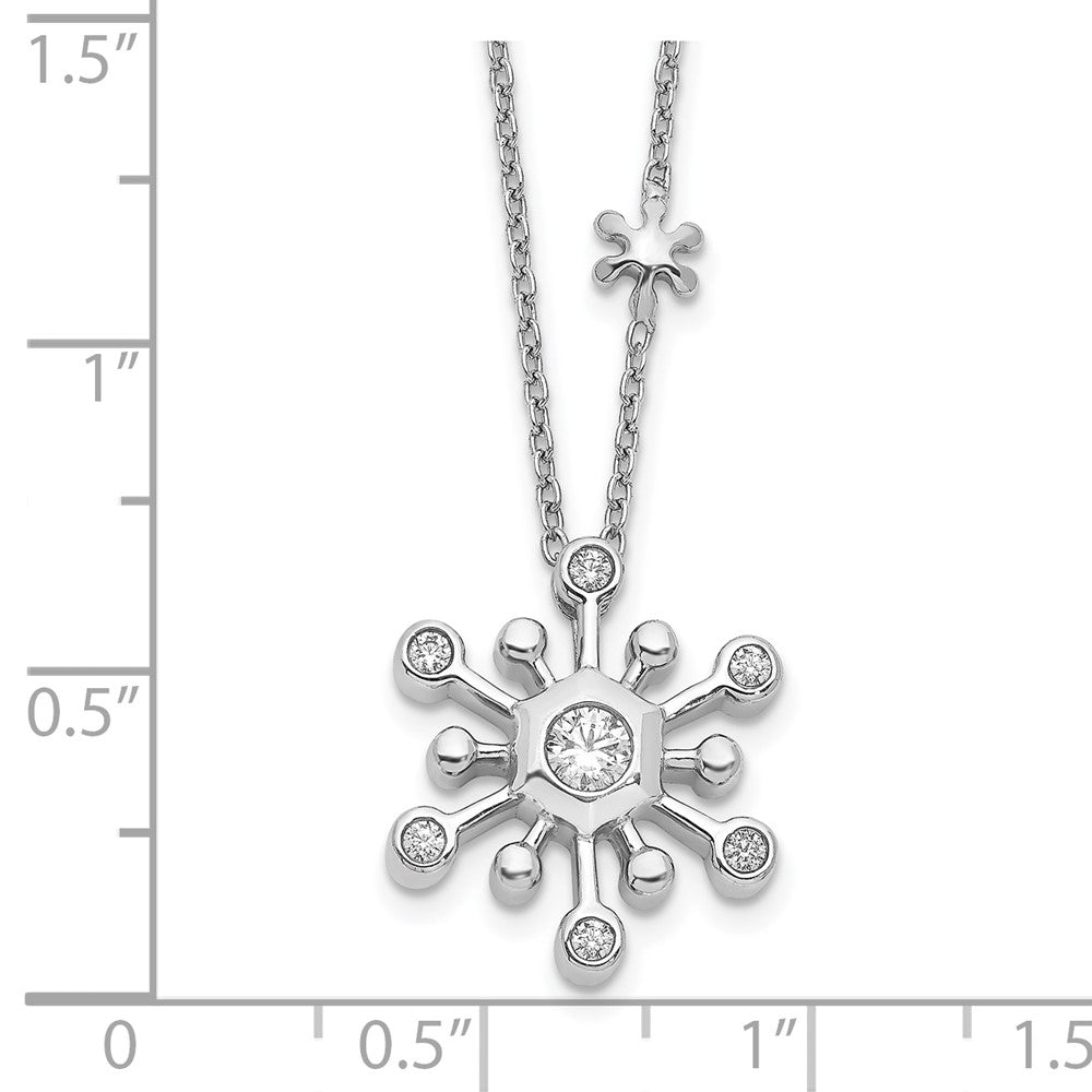 14K Weißgold Echt Diamant Schneeflocke 18 Zoll Halskette