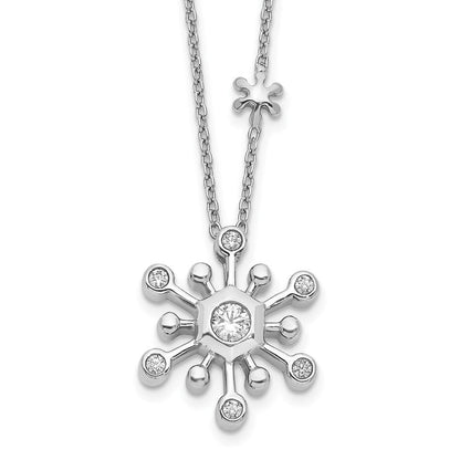 14K Weißgold Echt Diamant Schneeflocke 18 Zoll Halskette