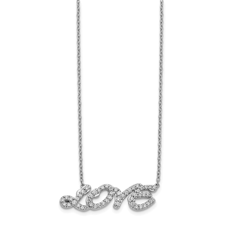 14K Weißgold Echt Diamant Liebe Halskette