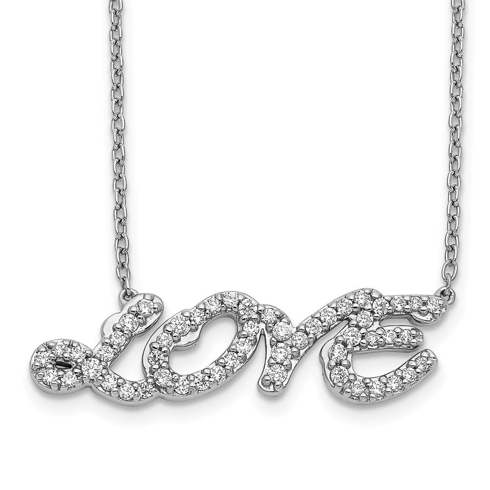 14K Weißgold Echt Diamant Liebe Halskette
