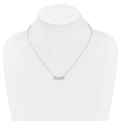 14K Weißgold Echt Diamant Glaube 18 Zoll Halskette