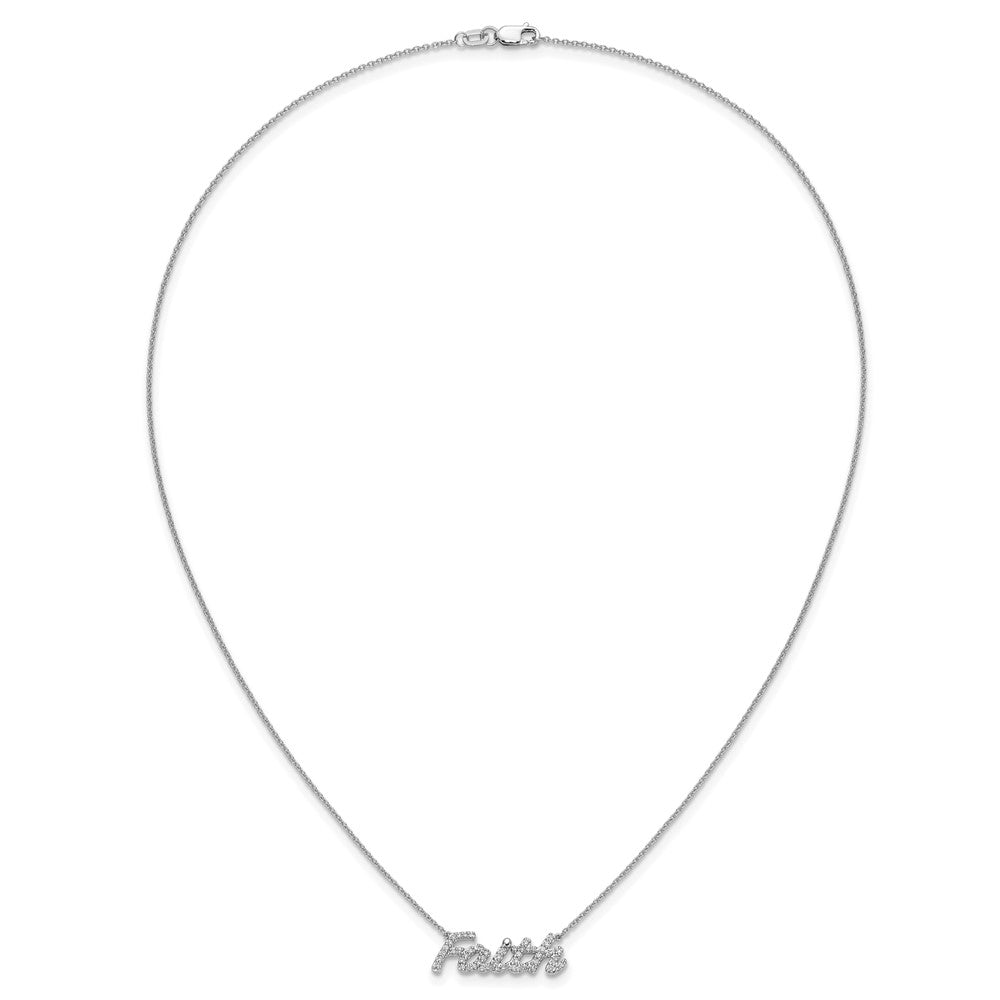 14K Weißgold Echt Diamant Glaube 18 Zoll Halskette
