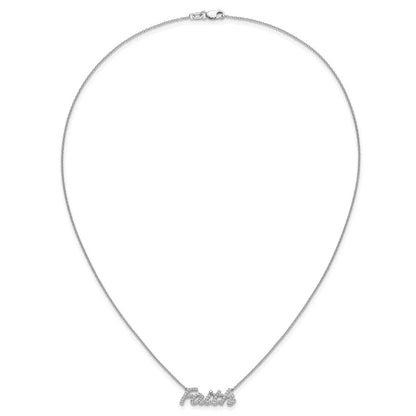 14K Weißgold Echt Diamant Glaube 18 Zoll Halskette