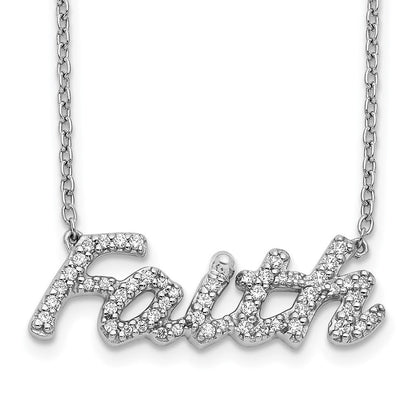 14K Weißgold Echt Diamant Glaube 18 Zoll Halskette