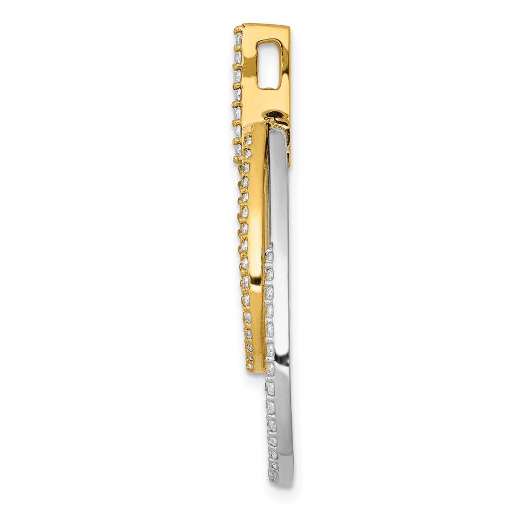 14K Bicolor Gold Anhänger mit 0,5 ct. echten Diamanten, doppelter Tropfenform
