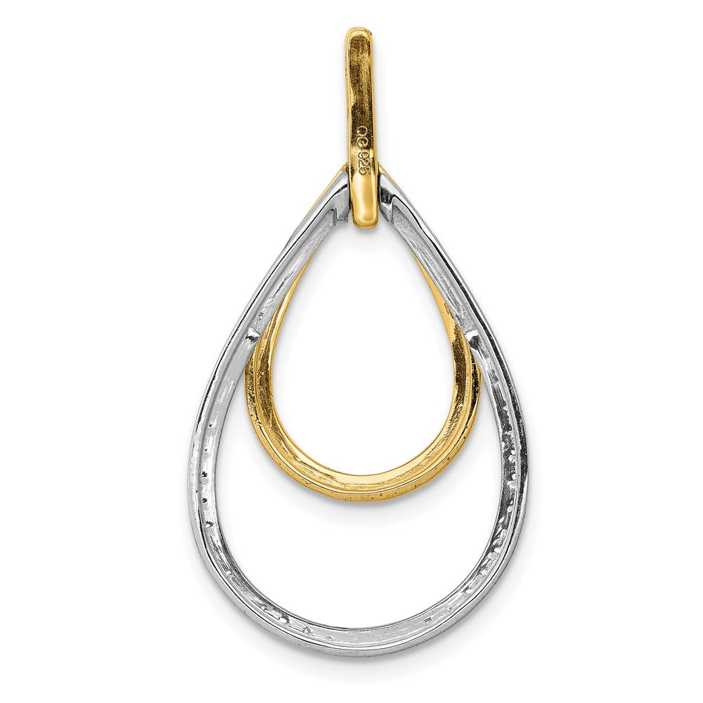 14K Bicolor Gold Anhänger mit 0,5 ct. echten Diamanten, doppelter Tropfenform