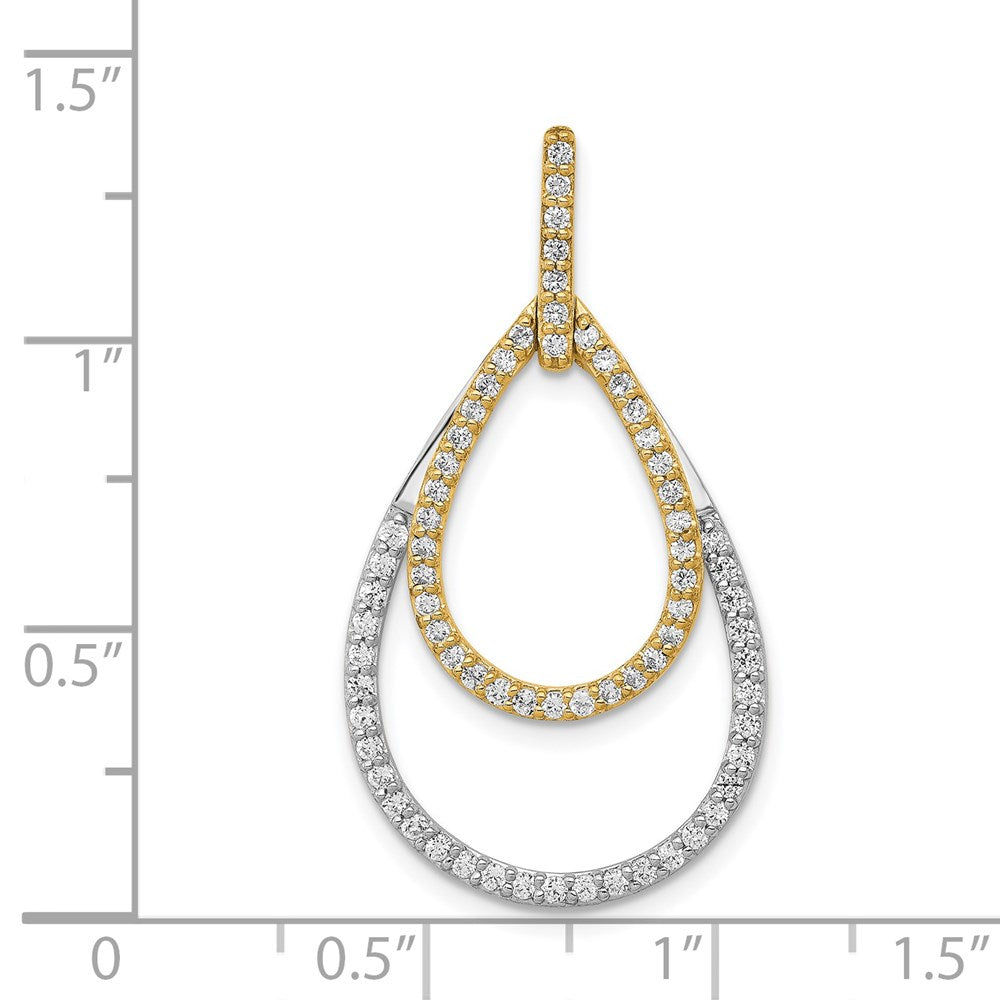 14K Bicolor Gold Anhänger mit 0,5 ct. echten Diamanten, doppelter Tropfenform