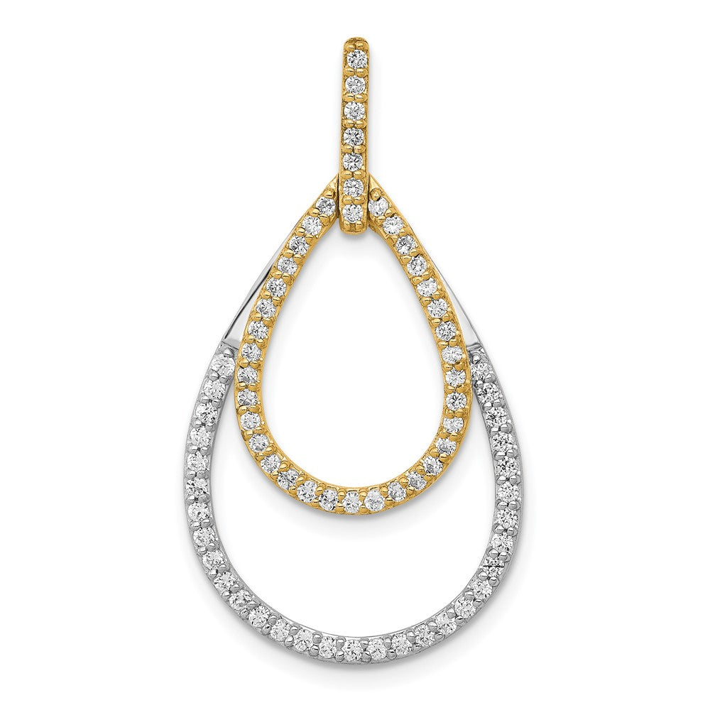 14K Bicolor Gold Anhänger mit 0,5 ct. echten Diamanten, doppelter Tropfenform