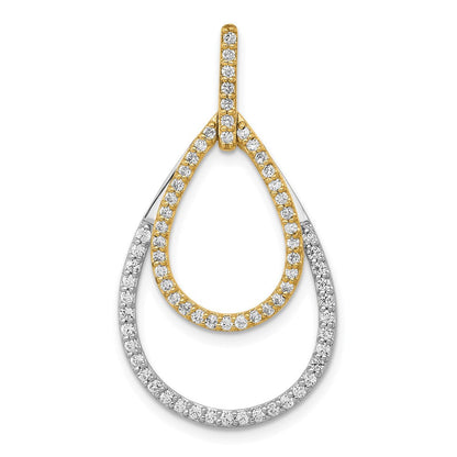 14K Bicolor Gold Anhänger mit 0,5 ct. echten Diamanten, doppelter Tropfenform