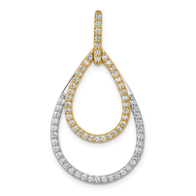 14K Bicolor Gold Anhänger mit 0,5 ct. echten Diamanten, doppelter Tropfenform