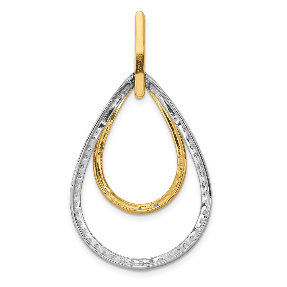 14K Bicolor-Gold Anhänger mit 1 ct. echten Diamanten, doppelte Tropfenform