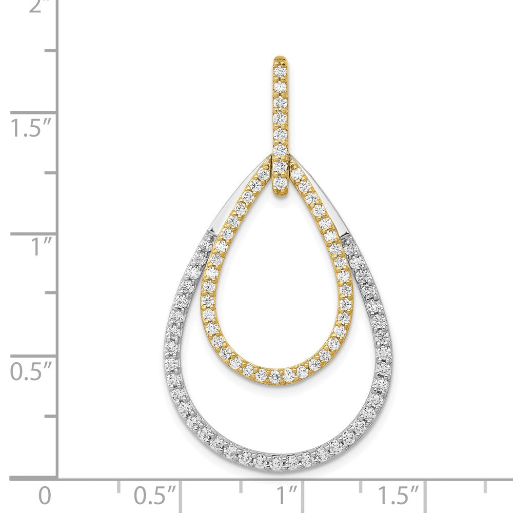 14K Bicolor-Gold Anhänger mit 1 ct. echten Diamanten, doppelte Tropfenform