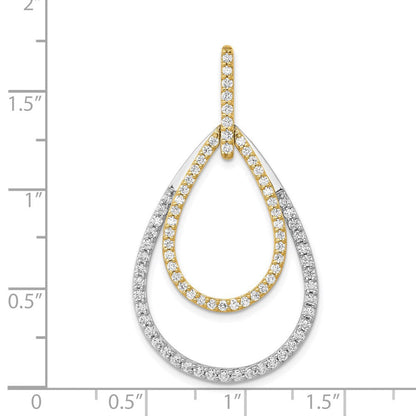 14K Bicolor-Gold Anhänger mit 1 ct. echten Diamanten, doppelte Tropfenform