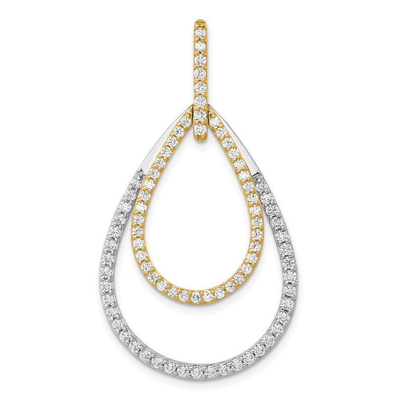 14K Bicolor-Gold Anhänger mit 1 ct. echten Diamanten, doppelte Tropfenform