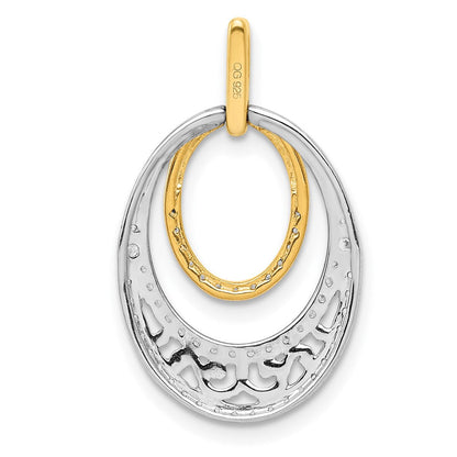 14 Karat Bicolor-Gold Anhänger mit ovalen Fantasie-Diamanten, 0,25 ct., echt