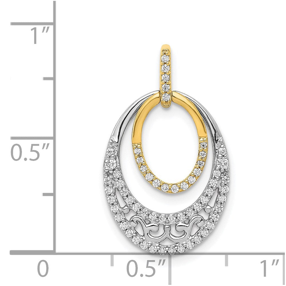 14 Karat Bicolor-Gold Anhänger mit ovalen Fantasie-Diamanten, 0,25 ct., echt