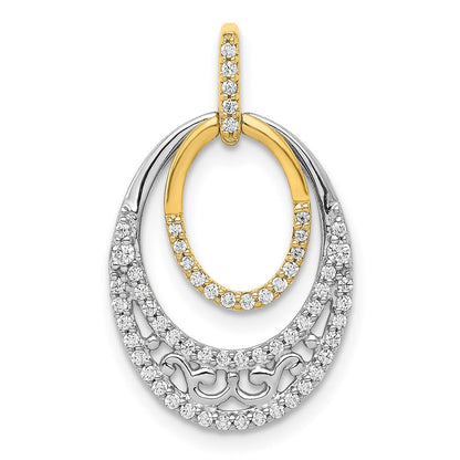 14 Karat Bicolor-Gold Anhänger mit ovalen Fantasie-Diamanten, 0,25 ct., echt