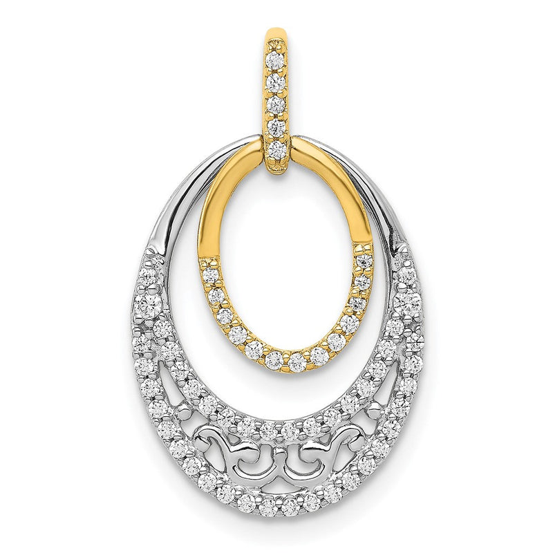 14 Karat Bicolor-Gold Anhänger mit ovalen Fantasie-Diamanten, 0,25 ct., echt